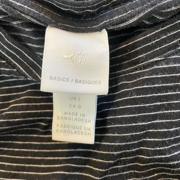 H&M Black/White Pinstripe Dress Sz L - Picture 3 of 3